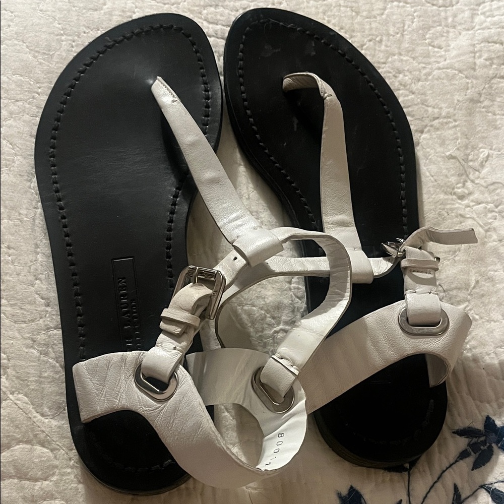 Ralph Lauren Collection White Leather Sandals Made in Italy
